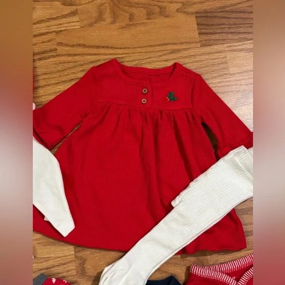 Old Navy Carter's Christmas Dress Reindeer Santa Snowman Bears Footie Pjs - Picture 4 of 8